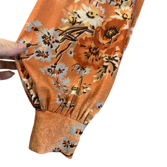 BIANCHI Vintage Orange Floral Print Maxi Dress - Picture 7 of 12